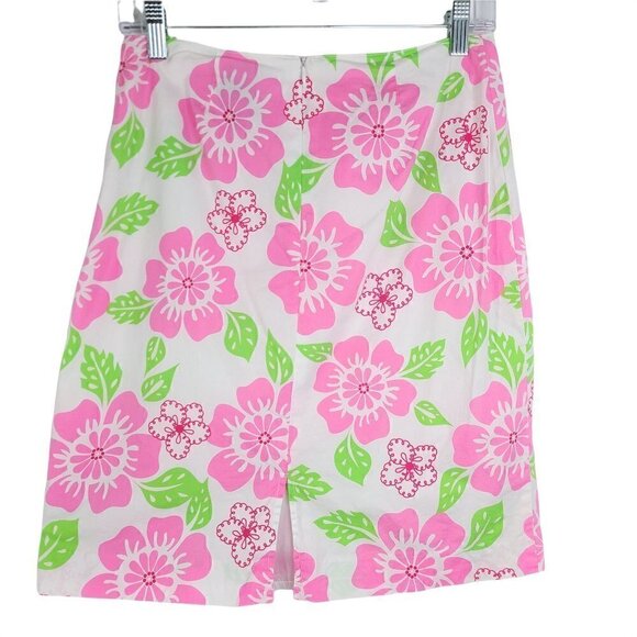 Tailor B Moss Pink White Tropical Hawaiian Floral Pencil Skirt - Picture 5 of 6